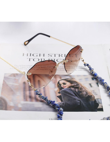 Cadena de Gafas PEARLADA de Oro 18K con Lapislázuli