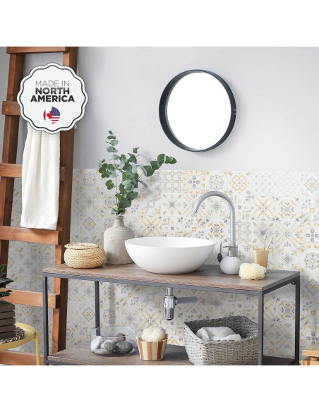 Smart Tiles Azulejos Adhesivos 3D - 5 Hojas 22.86 cm - Amarillo Velletri Smart Tiles Azulejos Adhesivos 3D - 5 Hojas 22.86 cm - Amarillo Velletri