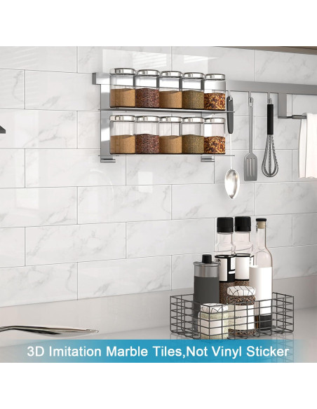 BeNice Azulejos Autoadhesivos de Mármol Carrara Blanco 16 Piezas BeNice Azulejos Autoadhesivos de Mármol Carrara Blanco 16 Piezas