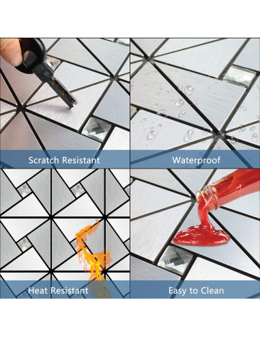 Azulejo Peel and Stick Vamos Tile Plateado 10 Hojas 30.48x30.48cm