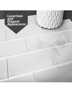 Azulejos de vidrio autoadhesivos Art3d 32 piezas 4 m blanco 2