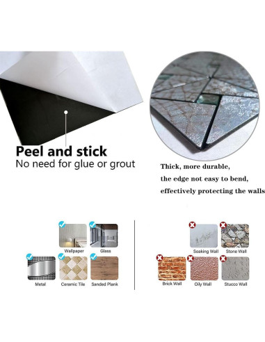 10 Hojas Azulejo Autoadhesivo Weimeisc 0.89 m Rojo