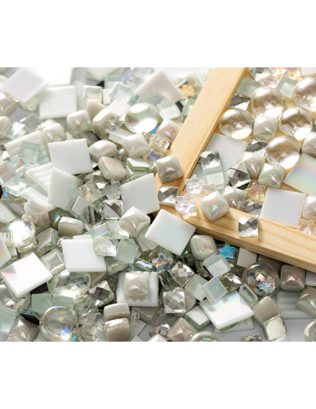 Lanyani 430 Piezas Azulejos de Mosaico de Vidrio Iridiscente Lanyani 430 Piezas Azulejos de Mosaico de Vidrio Iridiscente