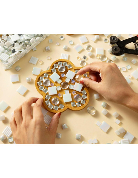 Lanyani 430 Piezas Azulejos de Mosaico de Vidrio Iridiscente Lanyani 430 Piezas Azulejos de Mosaico de Vidrio Iridiscente