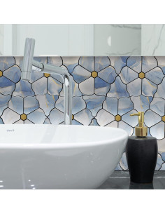 Azulejos Autoadhesivos Kieacia 10 Hojas PVC Mármol Azul 28x24cm 2