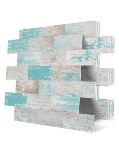 Azulejo Autoadhesivo DEWOO Turquesa 10 Hojas 34.3x29 cm