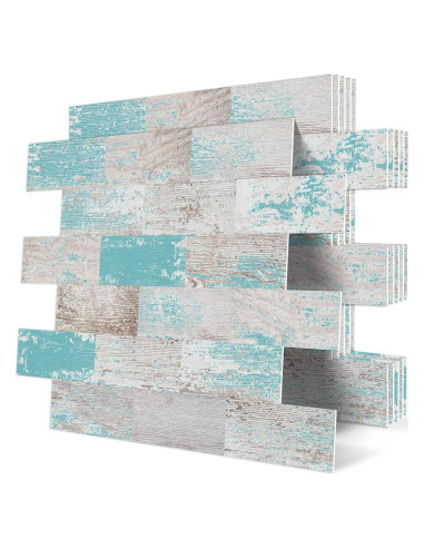 Azulejo Autoadhesivo DEWOO Turquesa 10 Hojas 34.3x29 cm