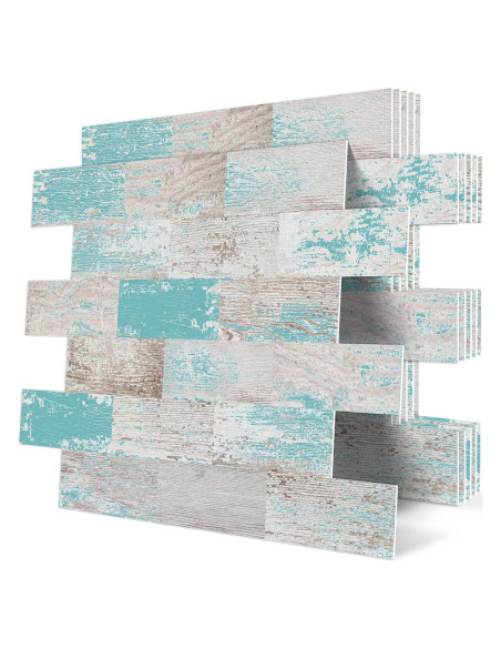 Azulejo Autoadhesivo DEWOO Turquesa 10 Hojas 34.3x29 cm