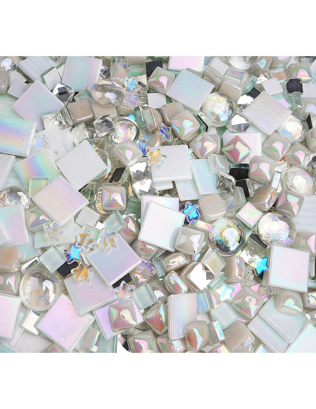 Lanyani 430 Piezas Azulejos de Mosaico de Vidrio Iridiscente Lanyani 430 Piezas Azulejos de Mosaico de Vidrio Iridiscente