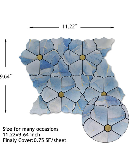 Azulejos Autoadhesivos Kieacia 10 Hojas PVC Mármol Azul 28x24cm Azulejos Autoadhesivos Kieacia 10 Hojas PVC Mármol Azul 28x24cm