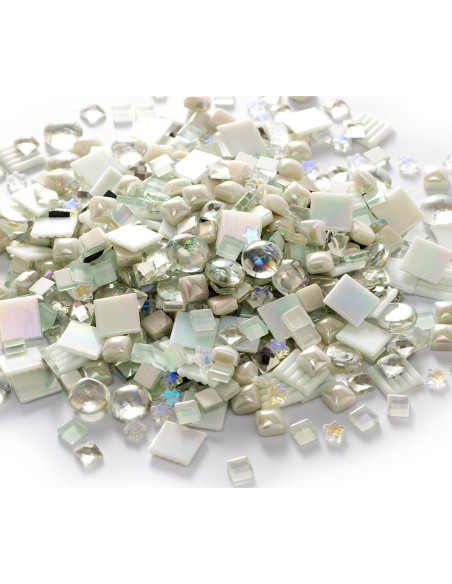 Lanyani 430 Piezas Azulejos de Mosaico de Vidrio Iridiscente Lanyani 430 Piezas Azulejos de Mosaico de Vidrio Iridiscente