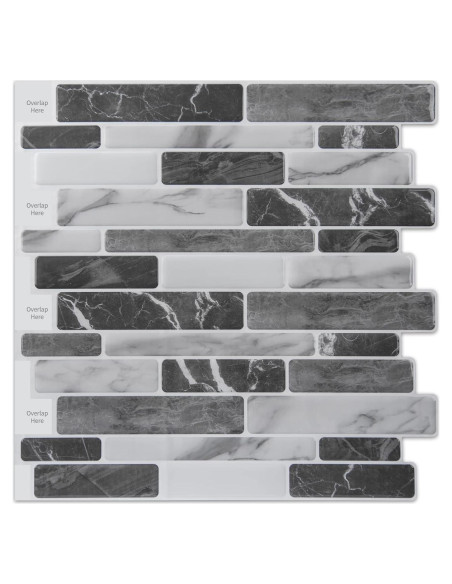 Baldosas Autoadhesivas Art3d 10 Hojas 30.48x30.48cm Mármol Gris