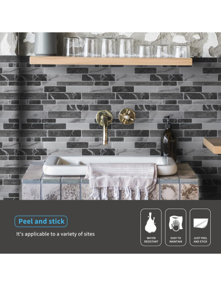 Baldosas Autoadhesivas Art3d 10 Hojas 30.48x30.48cm Mármol Gris