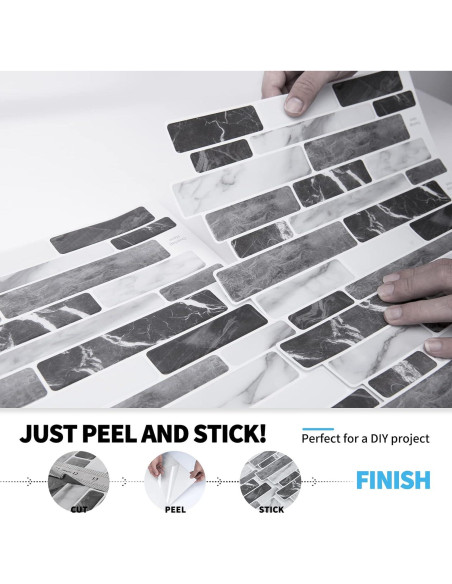 Baldosas Autoadhesivas Art3d 10 Hojas 30.48x30.48cm Mármol Gris