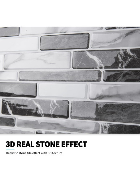 Baldosas Autoadhesivas Art3d 10 Hojas 30.48x30.48cm Mármol Gris