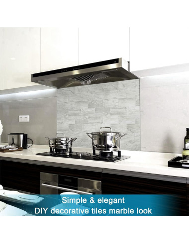 BeNice Azulejos Autoadhesivos de Metro 23 Piezas Gris Blanco