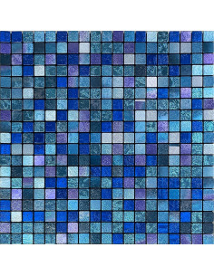 Azulejo Autoadhesivo YMMXGE 10 Hojas 30.48x30.48cm Azul Mezclado 2
