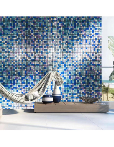 Azulejo Autoadhesivo YMMXGE 10 Hojas 30.48x30.48cm Azul Mezclado