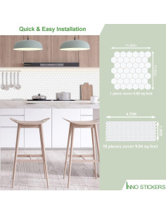 Azulejo Hexagonal Autoadhesivo INNO STICKERS 29x29cm Blanco 2