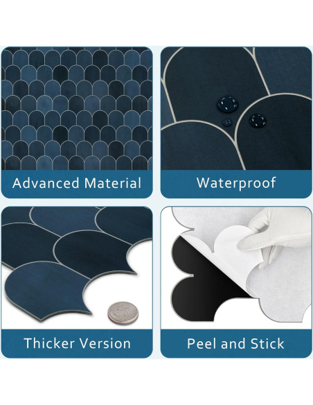 Azulejo Autoadhesivo 3D SUNWINGS Escamas de Pescado Azul 10 Hojas Azulejo Autoadhesivo 3D SUNWINGS Escamas de Pescado Azul 10 Hojas