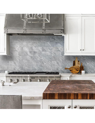 Azulejos Autoadhesivos AULIGET 100 Piezas PVC Mármol Gris 7.49x14.99 cm