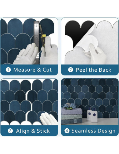 Azulejo Autoadhesivo 3D SUNWINGS Escamas de Pescado Azul 10 Hojas