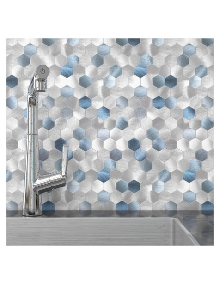 Azulejos Autoadhesivos Hexagonales BeNice 5 Piezas Azul 3D Azulejos Autoadhesivos Hexagonales BeNice 5 Piezas Azul 3D