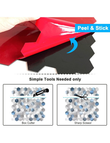 Azulejos Autoadhesivos Hexagonales BeNice 5 Piezas Azul 3D