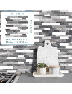 Azulejos Autoadhesivos SUNWINGS 10 Hojas 28.2x28.7cm Gris Rayado 2