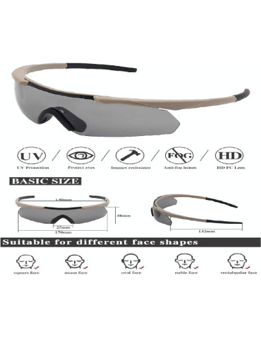 Gafas Tácticas GALAXYLENSE con 3 Lentes Reemplazo