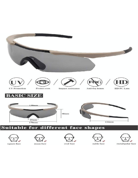 Gafas Tácticas GALAXYLENSE con 3 Lentes Reemplazo Gafas Tácticas GALAXYLENSE con 3 Lentes Reemplazo