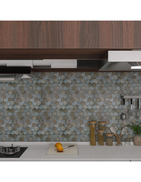 Azulejos Autoadhesivos Kieacia 10 Hojas PVC 1m Hexagonal Curry Gris Azulejos Autoadhesivos Kieacia 10 Hojas PVC 1m Hexagonal Curry Gris