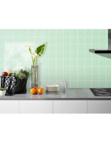 Azulejo de vidrio verde autoadhesivo CASAPALACE 30.48x30.48 cm