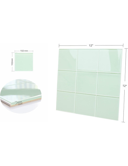 Azulejo de vidrio verde autoadhesivo CASAPALACE 30.48x30.48 cm