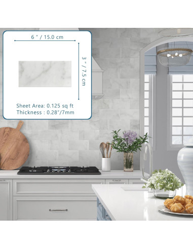 Azulejos de Mosaico de Piedra Natural SUNWINGS 40 Piezas 15.24x7.62cm