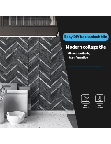 Azulejos Autoadhesivos Art3d 10 Hojas Espiga PVC 9.29 m