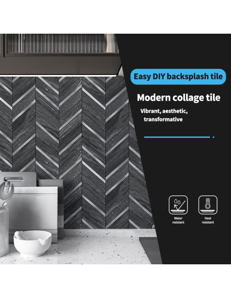 Azulejos Autoadhesivos Art3d 10 Hojas Espiga PVC 9.29 m