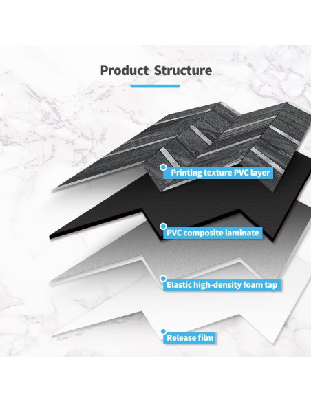 Azulejos Autoadhesivos Art3d 10 Hojas Espiga PVC 9.29 m