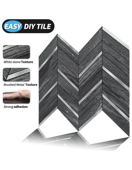 Azulejos Autoadhesivos Art3d 10 Hojas Espiga PVC 9.29 m