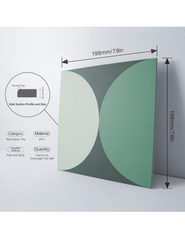Azulejo Autoadhesivo COLAMO Verde 10 Piezas 19.81cm