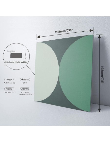 Azulejo Autoadhesivo COLAMO Verde 10 Piezas 19.81cm
