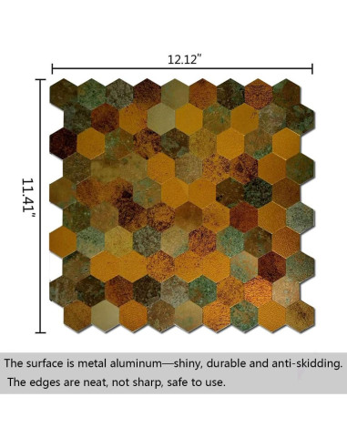 10 Hojas Azulejo Autoadhesivo Sanyeskkiy 30x30 cm Amarillo Verde