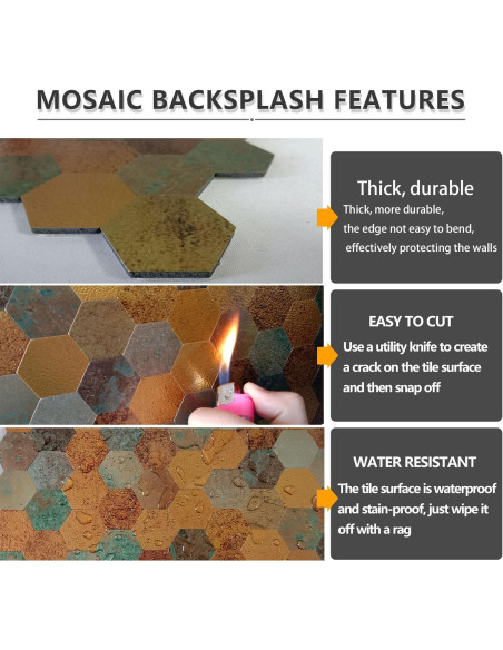 10 Hojas Azulejo Autoadhesivo Sanyeskkiy 30x30 cm Amarillo Verde