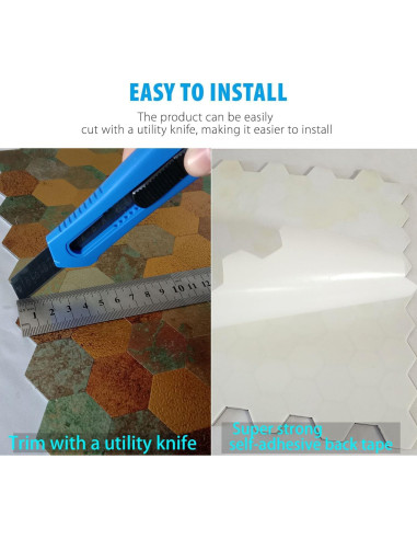 10 Hojas Azulejo Autoadhesivo Sanyeskkiy 30x30 cm Amarillo Verde