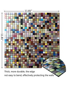 10 Hojas Azulejo Autoadhesivo Sanyeskkiy 30x30 cm Metalico 2