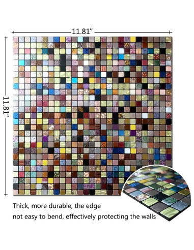 10 Hojas Azulejo Autoadhesivo Sanyeskkiy 30x30 cm Metalico