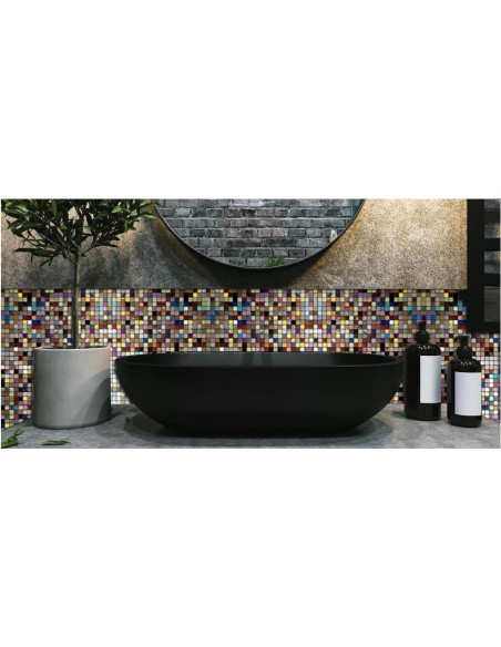 10 Hojas Azulejo Autoadhesivo Sanyeskkiy 30x30 cm Metalico