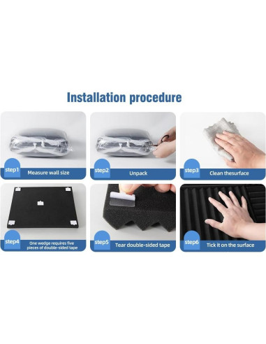 Paquete de 100 Paneles de Espuma Acústica Aislantes Negros 30.48 cm