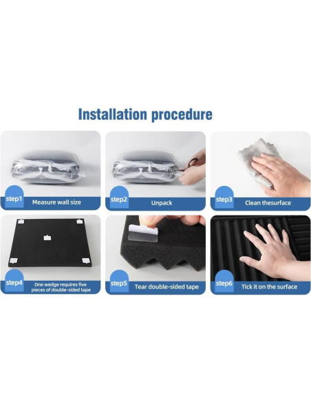 Paquete de 100 Paneles de Espuma Acústica Aislantes Negros 30.48 cm