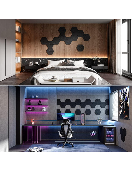 Paquete de 12 Paneles Acústicos Autoadhesivos 30.5x25.4 cm Negro